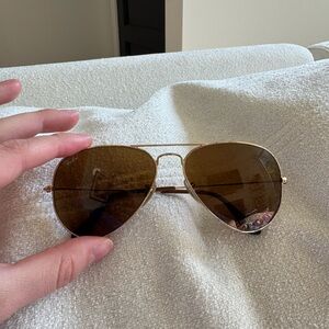 Ray-Ban Gold Frame Sunglasses with Brown Lenses